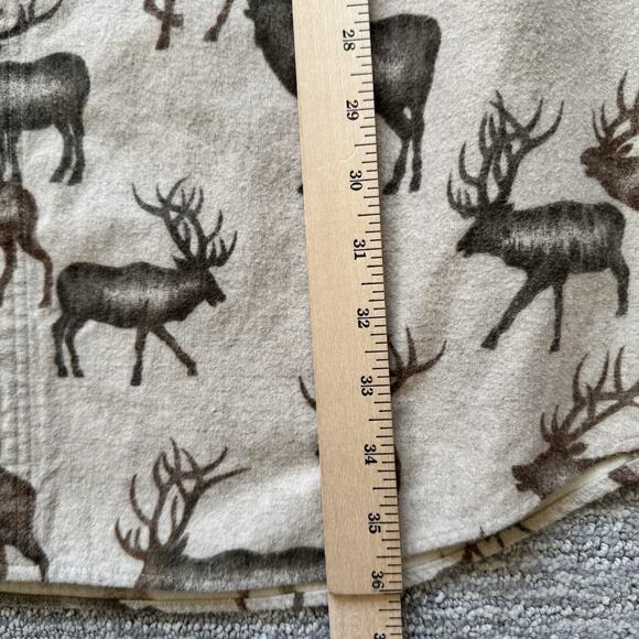 Vintage Men’s Woolrich 2XL Tall Elk Moose Button Up Flannel Khaki Brown Shirt - Picture 7 of 7